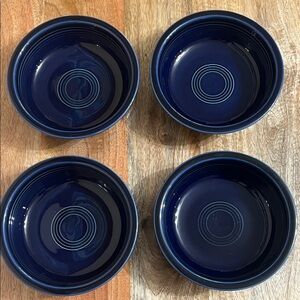 (4) Fiestaware Elegant Blue Ceramic Cereal Bowls Set 7” round